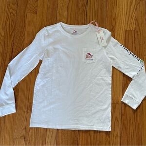Vineyard Vines Merry Christmas Whale Long Sleeve T Shirt White Kids Sz Large NWT